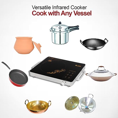 Image of Quba Infrared Induction Cooktop with timer function 2200w With Cooking Grill Radiant Cooktop (Black, Touch Panel)