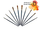 mit 3 feinen Pinsel, der Stärke (1, 2 und 3), mit 3 Flachpinsel, der Stärke (6,7 und 12) und MIT 4 ovale/runde Pinsel, der Stärke (4, 5,8 und 10)