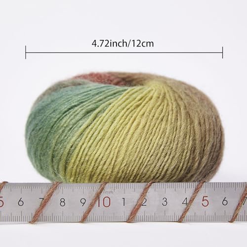 Image of NICEEC 2 Skeins Rainbow Soft Yarn 100% Wool Gradient Multi Color Yarn for Crocheting Knit Total Length 180mx2(196ydsx2,50gx2)-15#