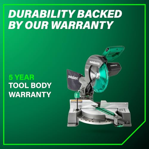 Metabo HPT 10-Inch Single Bevel Compound Miter Saw, 15-Amp Power Saw with Xact Cut Shadow Line, Precision Miter Angles, Single Bevel 0-45°, 40T TCT Miter Saw Blade, Lightweight Design, C10FCG2 thumbnail 12