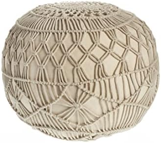 L.R. Resources Mystic Macramé Pouf Ottoman, 16" x 20", Natural -