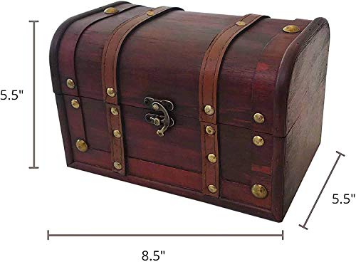 Wood And Leather Treasure Chest Box Decorative Storage Chest Box With Lock | Handcrafted Decorative Boxes With Lids For Home Decor | Wood Box With Lid | Small Chest | Wooden Stash Box #TOP3