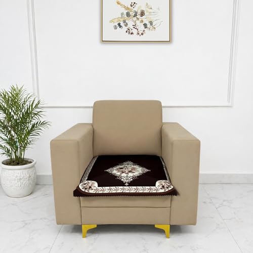 Image of Homerz Premium 'Luxe Series' Holland Velvet Sofa Cover | Smooth Finish | Anti-Skid Fleece Backing | Soft Touch Couch Protector for Living Room (Coffee, 1 Seater, Only Seat Cover)