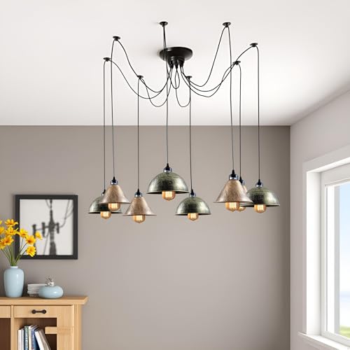 Lustre moderne 8 têtes avec douilles E27 pour éclairage grand angle