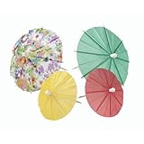 Talking Tables Floral Fiesta Floral Paper Drinks Parasols for a BBQ, Luau, or Summer Party, Multicolor (24 Pack)
