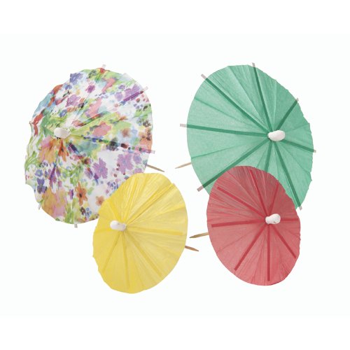 Talking Tables Floral Fiesta Floral Paper Drinks Parasols for a BBQ, Luau, or Summer Party, Multicolor (24 Pack)