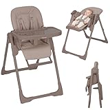Lionelo Linn Plus Hochstuhl Baby 2 in 1 bis 15 kg, Kinderhochstuhl mit Liegefunktion ab Geburt, Klappbar, Rollen, Einhandverstellung, 6 Hoehenstufen, 3 Rueckenlehnenpositionen, Spuelmaschinentablett