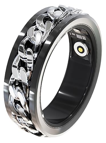 Yeforu Smart Ring Health Rings Cuban Link Rings Heart Rate Monitor Sleep Ring for Men Punk Style Smart Rings Step Counter Calorie Counter Fashion Sport Fitness Tracker