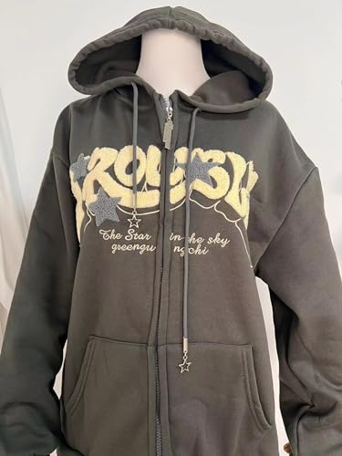 Aobiono Women Men Y2K Star Zip Up Jacket Oversized Hoodie Vintage Fleece Japanese Harajuku Emo Grunge Baggy Hooded Sweatshirt2