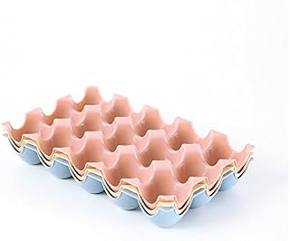 LOLPI Creative Egg Storage Box, 15 Compartment Design Plastic Egg Holder for Refrigerator,3 Pcs (Beige+Blue+Pink)