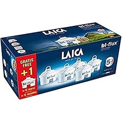 Precio Filtros Chef Plus Aquality Pack de 6 filtros (5+1) bi-flux que mejoran el sabor del agua, reducen la cal y el cloro, compatibles con las jarras Laica y Brita entre otras. Cada filtro dura 150 litros o 1 mes.
