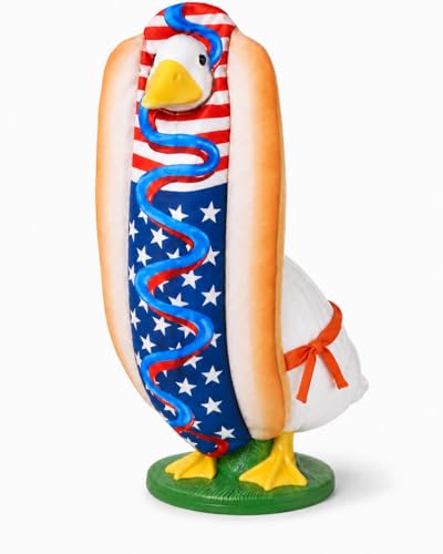 4th of July Porch Goose Outfit for 23 H 250th Anniversary Hot Dog Patriotic Goose Clothes American Flag Fits Independence Day Large Cement Statue Outdoor Patio Garden Yard Lawn Costume Decor