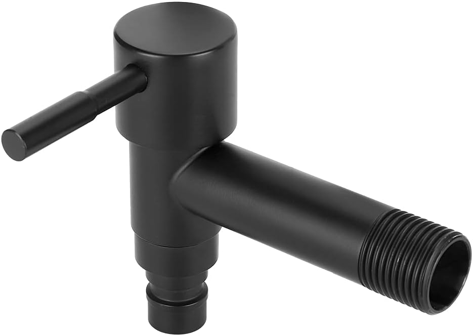 G1/2 Inch Washing Machine Faucet, Black Stainless Steel Durable Corrosion-Resistant Single Cold Water Tap, Laundry Room Faucet, Short Design with Scratch-Proof Paint Finish, for Si