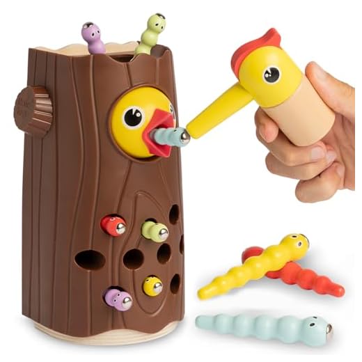 Nene Toys Pajarito Carpintero – Juguete Educativo Magnético para Niños de 2+ Años – Mejora Habilidades Motoras Finas y Reconocimiento de Colores – Juego Educativo Niños Niñas 2 3 Años [Nueva Versión]