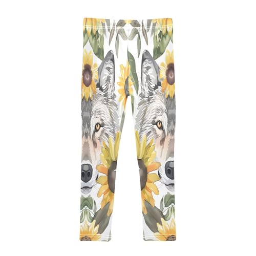 Toddler Girls Leggings Printed Yoga Pants Leggings Wolfs Face Sunflowers for Kids2