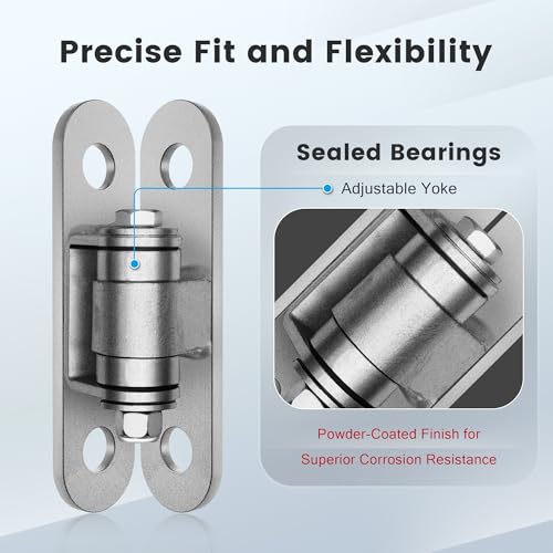 Image of Eatra Large, Heavy Duty Gate Hinges with Sealed Bearings and 8 Screws, Adjustable Yoke Pivot, Suitable for Large Driveway Gates Up to 1100 Pounds, Two Pack, Carbon Black (2pcs Silver)
