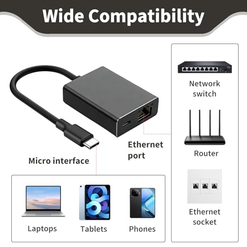 Vnuipofa Adaptador Ethernet para Fire TV Stick 4K Chromecast, Adaptador Micro USB a RJ45 100 Mbps, con LED para Fire TV Stick, Chromecast, Google Home Mini y Otros Dispositivos de Streaming (Negro) - imagen 5
