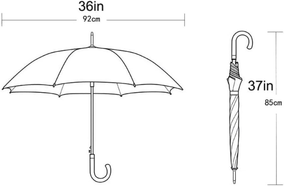 Windproof Umbrella Strong Umbrellas Umbrella Rainproof Large Canopy Stick Umbrella Houndstooth Windproof J Hook Handle Cane Umbrella Umbrellas for Rain (Color : C, Size : 86CM)