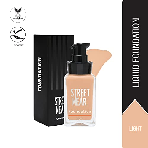 Image of STREET WEAR Foundation -Light (Light) - 30 ml -Weightless, Buildable Coverage, Breathable, Water-based Formulation for Daily Use, Enriched with Vitamin E (Pack of 2)