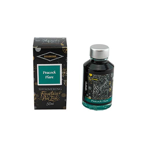 Encre scintillante Diamine Fusée de paon 50ml pour sublimer vos carnets et journaux