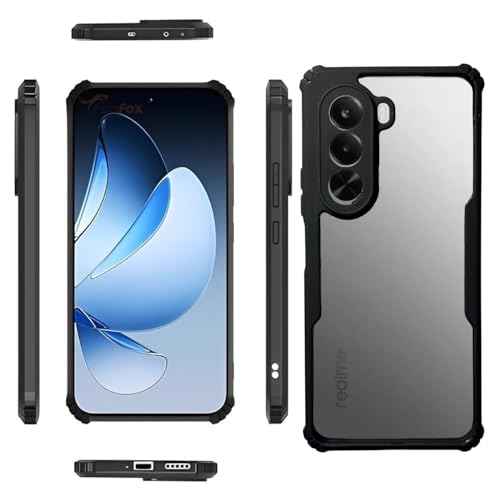 Image of Mobile Back Cover Black Border Transparent Back Cover for Realme P4X 5G | Soft TPU | Shockproof | Camera Protection