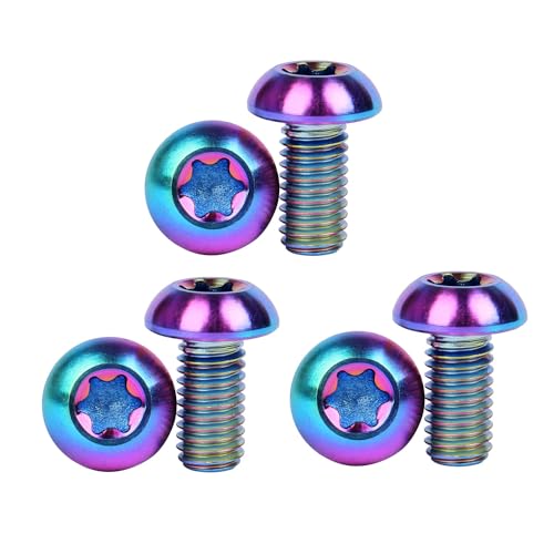 Image of 6PCS Titanium Bike Screw M5x10mm Bicycle Disc Brakes Rotor Bolts Torx T25 Head (Colorful)