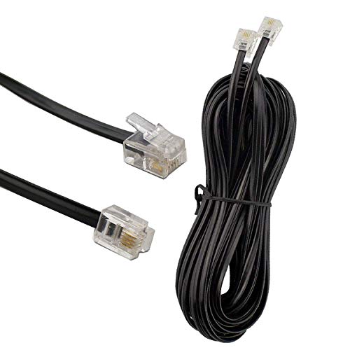 HUAZIZ 10m Cable Telefónico RJ11 Sobre RJ45 Modular, 10 Metros, Cable Plano RJ11, Negro