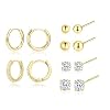 Oorbellen goud, creolen zilver 925 AAA+ oorknopjes oorbellen gouden set, 6 paar 14K vergulde creolen oorbellen klein…