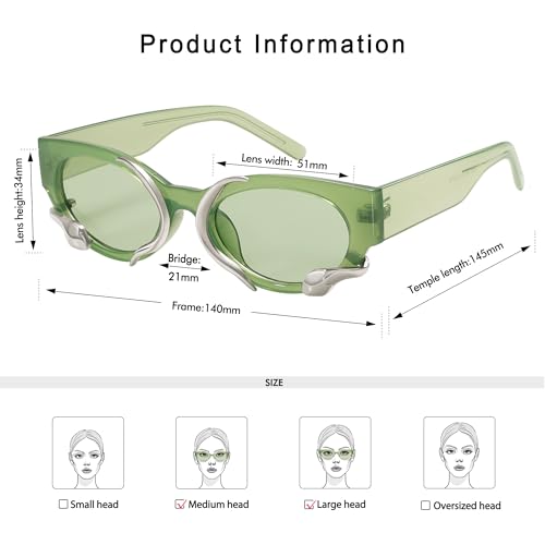 Trendy Sunglasses for Women Men Vintage Narrow Cateye Metal Snake Sunnie Y2k Accessories AP3621