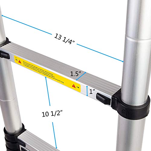 LUISLADDERS Aluminum Telescoping Telescopic Extension Ladder 330 Pound Capacity (12.5 Feet)