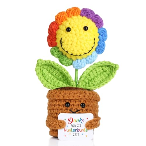 BOFUNX Erzieherin Geschenk, Gestrickte Sonnenblumen + Danke Karte + Organzasäckchen, Erzieherin Lehrerin Geschenk Glücksbringer für Abschied Danke Weihnachten Neujahr BOFUNX Erzieherin Geschenk, Gestrickte Sonnenblumen + Danke Karte + Organzasäckchen, Erzieherin Lehrerin Geschenk Glücksbringer für Abschied Danke Weihnachten Neujahr