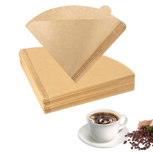 200 Pcs Filtros de Papel Número 2, Filtro de Café de Papel de Filtro de Cafés en Forma de V Tamaño 02, pPapel de Filtros de Café de Cono para Cafetera de Goteo(1-4 Tazas)