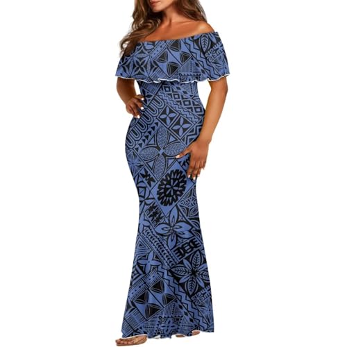Image of Polynesian for Women S-7XL Off Shoulder Maxi Dress Hawaiian Summer Dresses