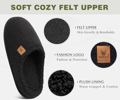 Image of KuaiLu Mens House Memory Foam Slippers with Comfortable Warm Plush Lining | Casual Slip On Lightweight Bedroom Pantuflas，Cushion Orthopedic Arch Support Walking Outdoor Garden Footwear US7-15