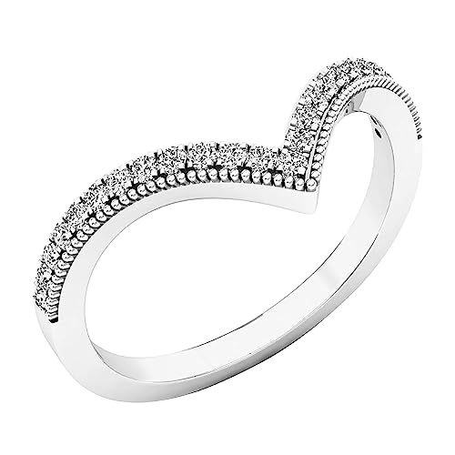 Dazzlingrock Collection 0.20 Cttw Round White Diamond Chevron Wedding Band for Women in Solid Gold