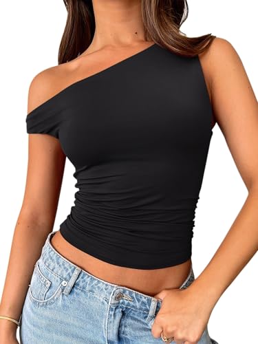 REORIA Women's Sexy Off Shoulder Double Lined Summer Going Out Crop Tnak Tops 2025 Trendy