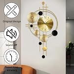 Grande Horloge Murale pour Décor de Salon, Horloge Mural pour Cuisine, 17.8x30.7nch Grande Horloge murale décorative, Art mural en métal, Analog Grande Horloge pour Chambre, Maison, Cuisine, Bureau, Décor mural (Or)
