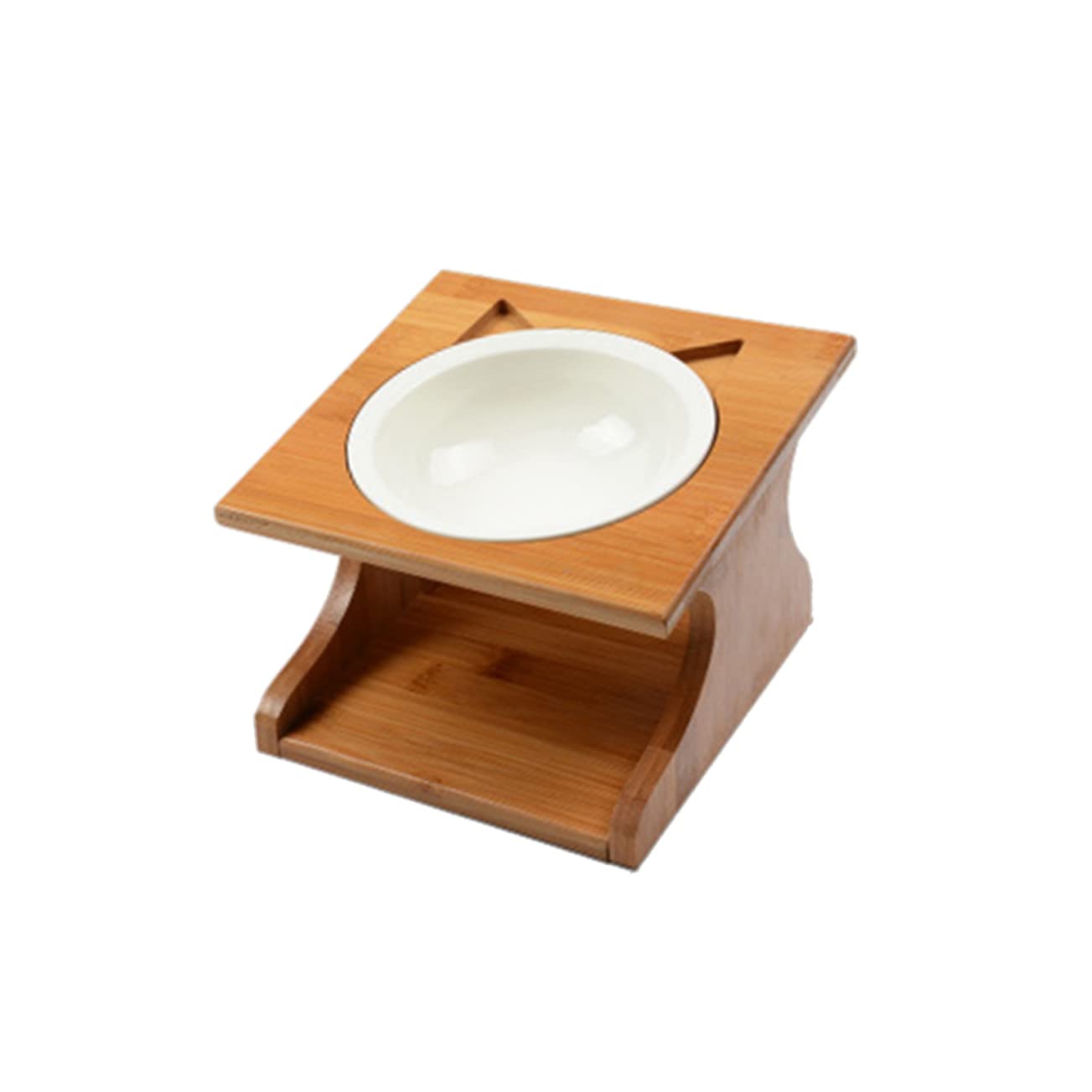Cuenco de Madera para Mascotas una Pieza, Comedero | Agua y Premios, Apto para Gatos y Cachorros, Diseño Estable, Resistente al Óxido
