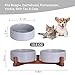 Ceramic Dog Bowl and Cat Bowls Set with 15° Adjustable Wood Stand, Non-Slip Weighted Pet Food and Water Bowls, Dual Raised Feeder for Small Dogs, Matte Glaze Pet Dish 13.5oz Set of 2 (Gray & Chestnut)