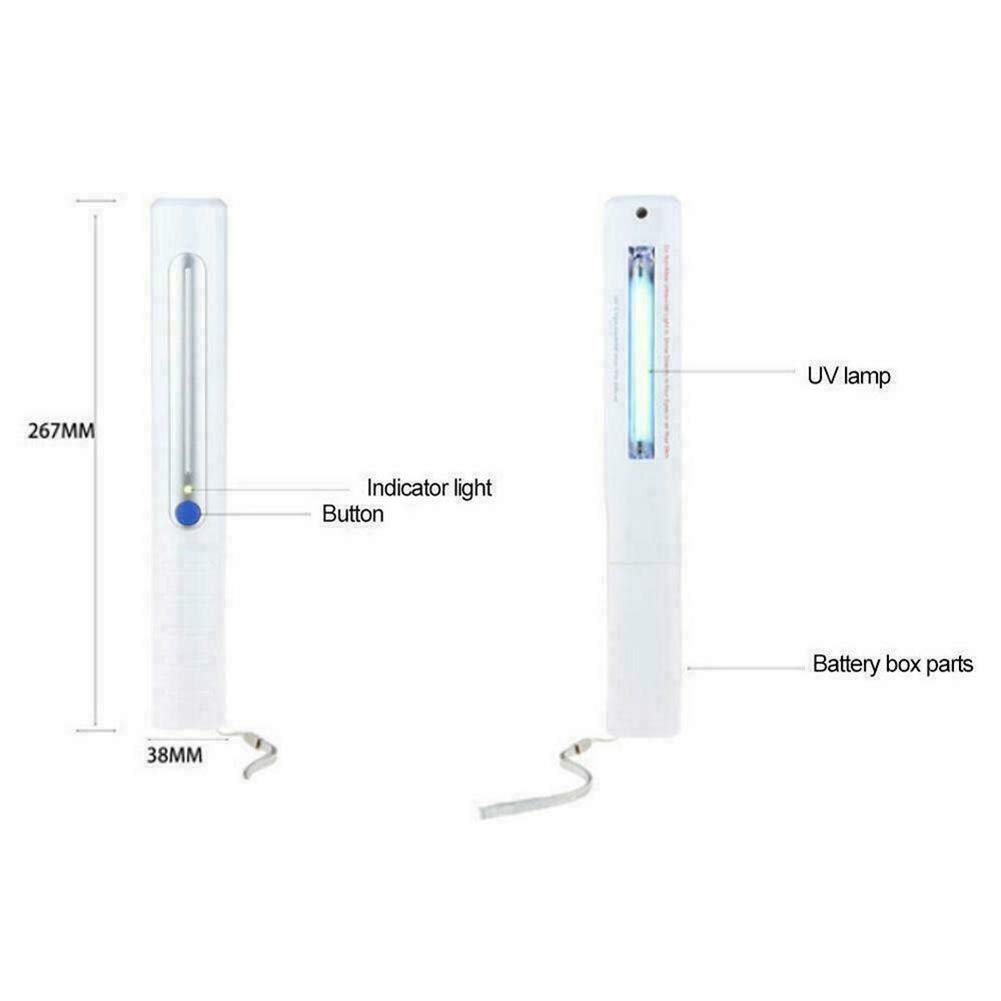 UV Esterilizador Lámpara, ultravioleta portátil de mano de la varita, con pilas de filtro UVC linterna de luz para el hogar Animales