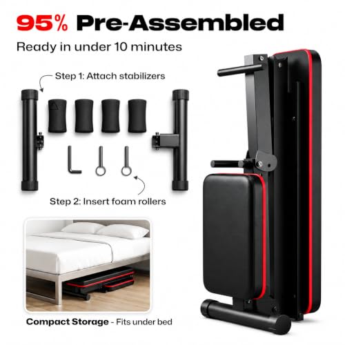 Image of RK Prime Adjustable Gym Bench for Home Workout | 310 Kg Capacity | 7-Level Incline Decline Flat | Foldable Bench Press with Resistance Bands | Sweat-Resistant Cushion | Heavy Duty Steel Frame