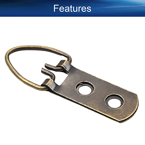 Image of 54mm x 16mm Double Holes D Ring Picture Hangers Hardware Assortment Kit, for Home Decoration Hanging Clock Paintings Artwork Creative Picture Frame Photo Hanging Solutions Bronze Tone 20pcs