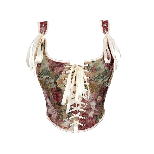 JowTreex Floral Bustier-Corset-Tops for Women - Vintage Gothic Renaissance Corsets Lingerie Bodyshaper Shapewear with Straps