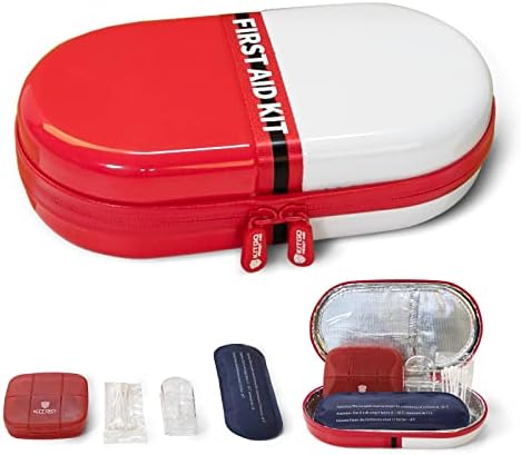 Fashion First Aid Kit with Essential Emergency Medical Supplies Waterproof Simple and Portable for Home,Dorm,Outdoor,Car (White & Red)