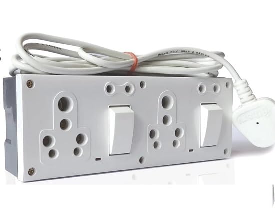 EXTENTION Cord 2 Socket 16 AMP 2 Socket 6 AMP 2 Switch White Colour 3 Meter Small Plug heay Duty Wire Extension Bord-image-8