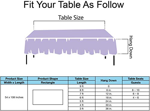 Lavender Plastic Tablecloths 2 Pack Lilac Disposable Table Covers 54 X 108 Inches Bridal Shower Party Tablecovers Peva Mauve Table Cloths For Bbq Birthday Wedding Parties 8 Ft Rectangle Table Use #TOP4