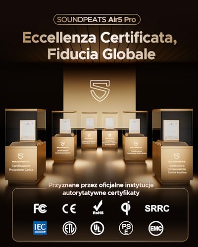 Air5 Pro Cuffie Bluetooth, 55 dB ANC Ibrido, Hi-Res Audio, aptX Lossless, LDAC, LC3, 6 Mic, Batteria 37H, Chiamate cVc 8.0 AI, Multipoint, BT5.4, IPX5, App - Cuffia gaming - Immagine 1