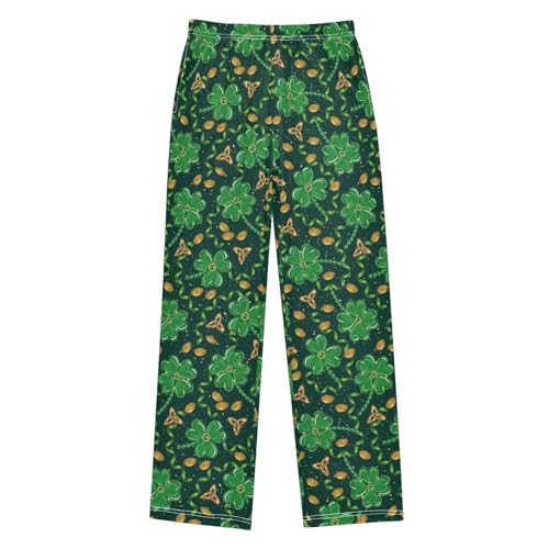 Clover Goldcoin Boys Long Pants Soft Trousers Elastic Waist Kids Lounge Bottoms with Pockets S-XL - Main Image