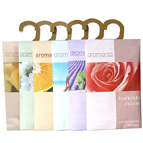 Scented Sachets, 12Pcs Drawer Scents for Fragrant Room Wardrobe Room Fragrance Long Lasting Jasmine Ocean Camallia Lily&Lotus Violet Citrus (6 Scents)