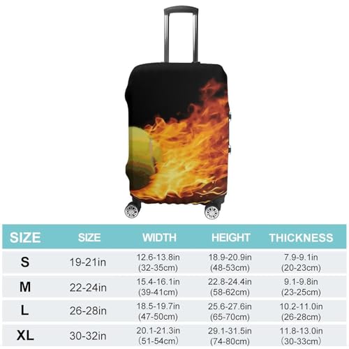 Burning Tennis Pictures Luggage Cover, Washable Elastic Suitcase Cover Protector Fit 18-32 Inch Luggage2